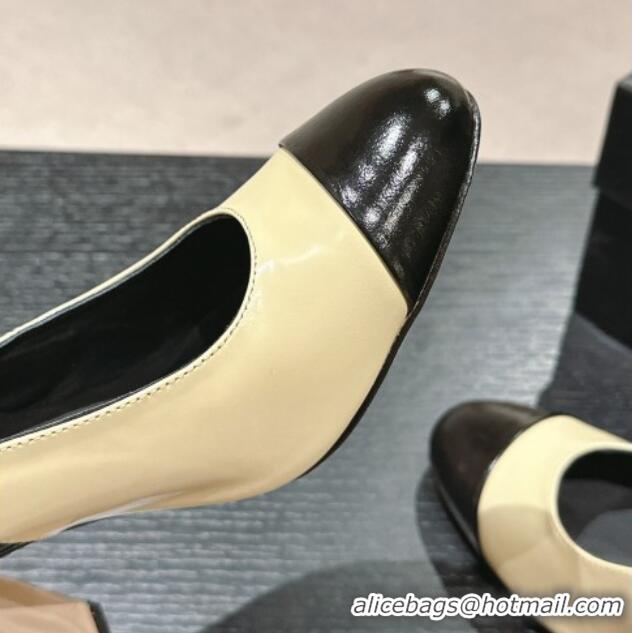 Big Discount Chanel Calfskin Slingback Pumps 9cm with Side CC G45566 Yellow/Black 424005