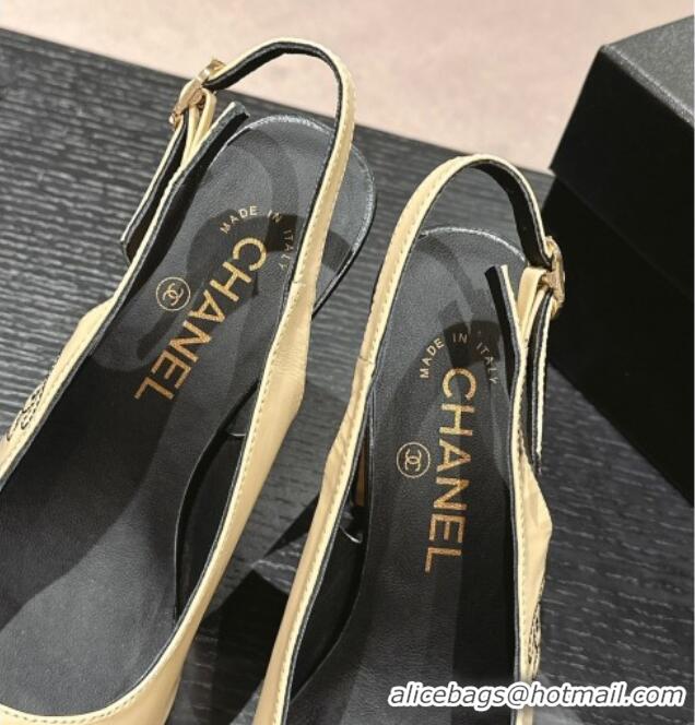 Big Discount Chanel Calfskin Slingback Pumps 9cm with Side CC G45566 Yellow/Black 424005