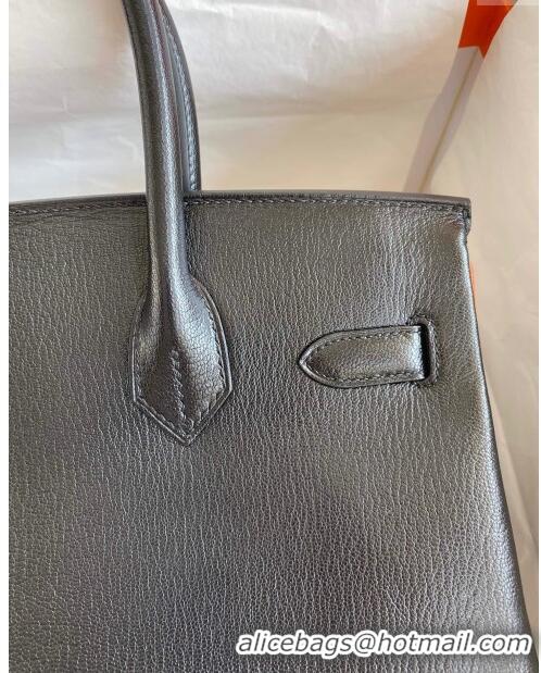 Luxurious Hermes Birkin 35cm Bag in Original Chèvre Leather H35 Black/Orange/Pink Gold 2024 (Full Handmade)