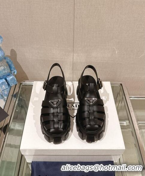 ​Grade Quality Prada Monolith Rubber Platform Sandals 5.5cm 0430 Black 2024