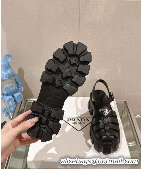 ​Grade Quality Prada Monolith Rubber Platform Sandals 5.5cm 0430 Black 2024