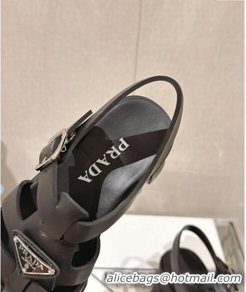 ​Grade Quality Prada Monolith Rubber Platform Sandals 5.5cm 0430 Black 2024