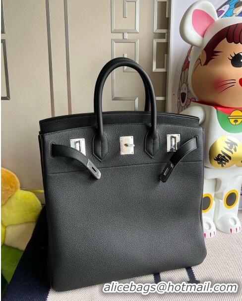 Super Quality Hermes Hac Birkin 40 Bag in Togo Leather H40 Black/Silver 2024(Half Handmade)