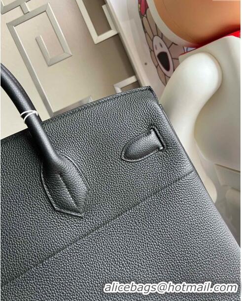 Super Quality Hermes Hac Birkin 40 Bag in Togo Leather H40 Black/Silver 2024(Half Handmade)