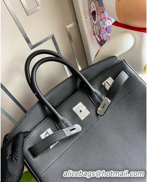 Super Quality Hermes Hac Birkin 40 Bag in Togo Leather H40 Black/Silver 2024(Half Handmade)