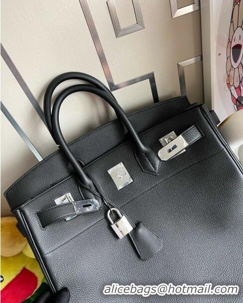 Super Quality Hermes Hac Birkin 40 Bag in Togo Leather H40 Black/Silver 2024(Half Handmade)