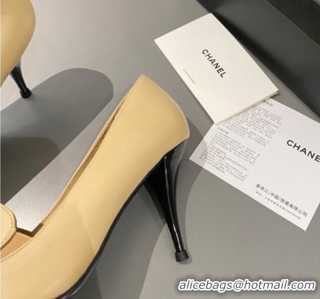 Sumptuous Chanel Vintage Lambskin Pumps 7.5cm Beige 424018