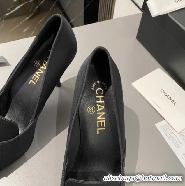 Grade Quality Chanel Satin Pointed Pumps 7.5cm Black 424021