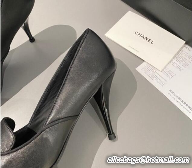 Perfect Chanel Lambskin & Grosgrain Pointed Pumps 7.5cm Black 424022