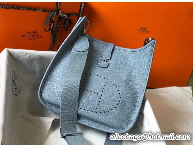 Well Crafted Hermes Evelyne Bag 29cm in Togo Leather H7056 Linen Blue 2023