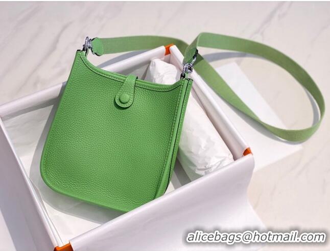 Luxury Cheap Hermes Evelyne Mini Bag 18cm in Togo Leather H7056 Avocado Green 2023