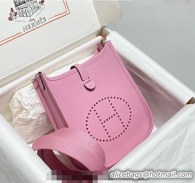 Good Taste Hermes Evelyne Mini Bag 18cm in Togo Calfskin H1048 Mallow Purple 2023 (Half Handmade)