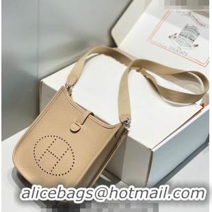 Super Quality Hermes Evelyne Mini Bag 18cm in Togo Leather H1048 Coat Grey/Silver 2023 (Half Handmade)