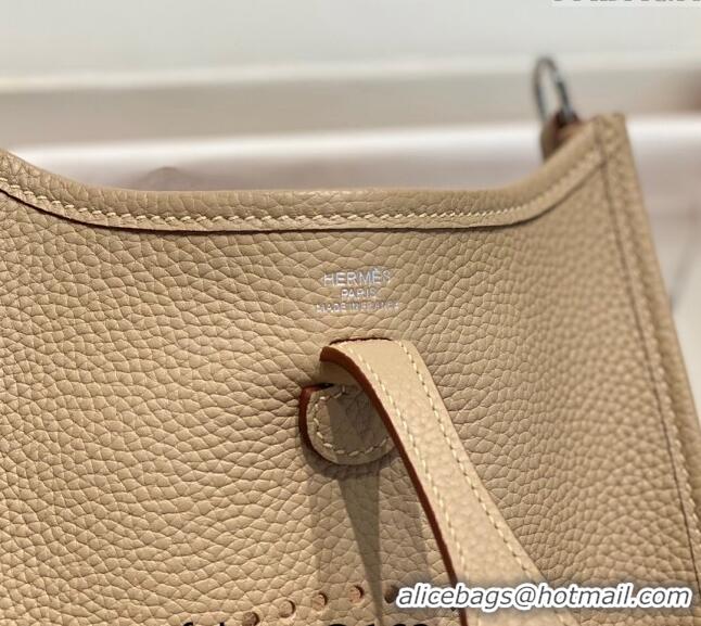 Super Quality Hermes Evelyne Mini Bag 18cm in Togo Leather H1048 Coat Grey/Silver 2023 (Half Handmade)