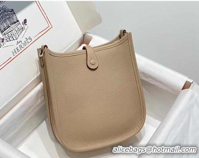 Super Quality Hermes Evelyne Mini Bag 18cm in Togo Leather H1048 Coat Grey/Silver 2023 (Half Handmade)