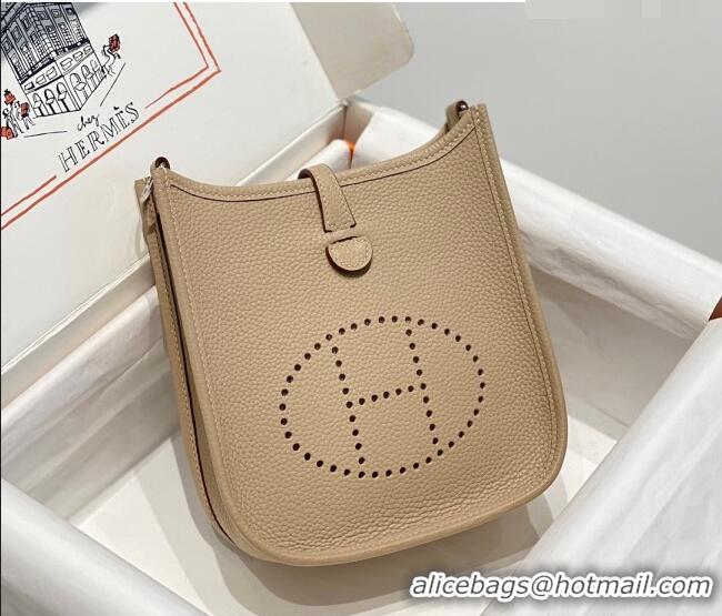 Super Quality Hermes Evelyne Mini Bag 18cm in Togo Leather H1048 Coat Grey/Silver 2023 (Half Handmade)