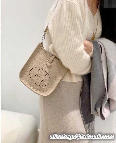 Super Quality Hermes Evelyne Mini Bag 18cm in Togo Leather H1048 Coat Grey/Silver 2023 (Half Handmade)