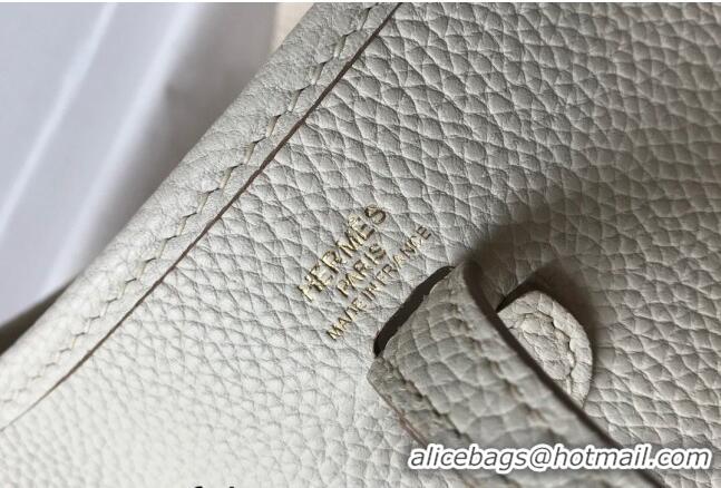 Well Crafted Hermes Evelyne Mini Bag 18cm in Togo Leather H1048 Cream White/Gold 2023 (Half Handmade)