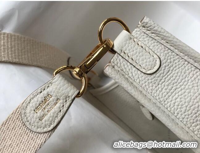 Well Crafted Hermes Evelyne Mini Bag 18cm in Togo Leather H1048 Cream White/Gold 2023 (Half Handmade)