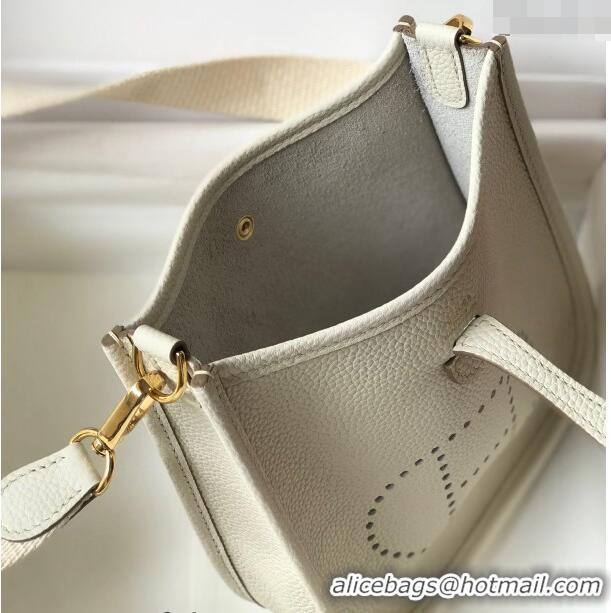 Well Crafted Hermes Evelyne Mini Bag 18cm in Togo Leather H1048 Cream White/Gold 2023 (Half Handmade)