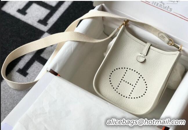 Well Crafted Hermes Evelyne Mini Bag 18cm in Togo Leather H1048 Cream White/Gold 2023 (Half Handmade)