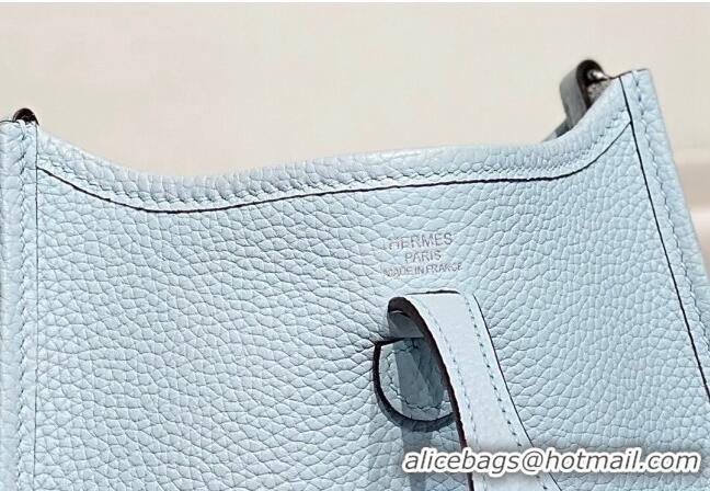 Super Quality Hermes Evelyne Mini Bag 18cm in Togo Leather H1048 Grail Blue/Silver 2023 (Half Handmade)