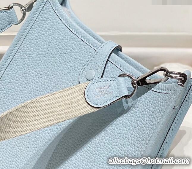 Super Quality Hermes Evelyne Mini Bag 18cm in Togo Leather H1048 Grail Blue/Silver 2023 (Half Handmade)