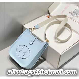 Discount Hermes Evelyne Mini Bag 18cm in Togo Leather H1048 Grail Blue/Gold 2023 (Half Handmade)