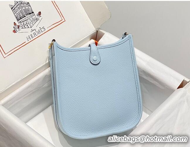 Discount Hermes Evelyne Mini Bag 18cm in Togo Leather H1048 Grail Blue/Gold 2023 (Half Handmade)