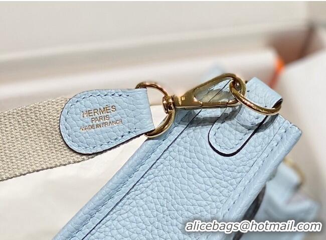 Discount Hermes Evelyne Mini Bag 18cm in Togo Leather H1048 Grail Blue/Gold 2023 (Half Handmade)