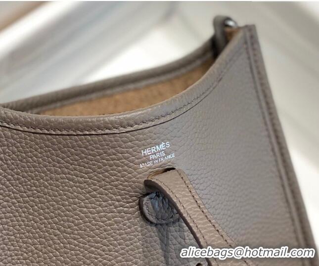 Pretty Style Hermes Evelyne Mini Bag 18cm in Togo Leather H1048 Tin Grey/Silver 2023 (Half Handmade)