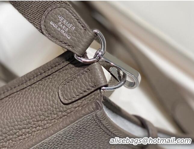 Pretty Style Hermes Evelyne Mini Bag 18cm in Togo Leather H1048 Tin Grey/Silver 2023 (Half Handmade)