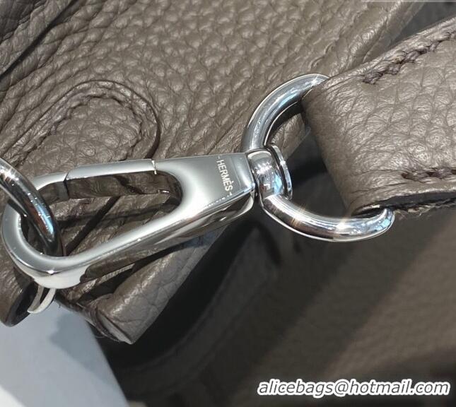 Pretty Style Hermes Evelyne Mini Bag 18cm in Togo Leather H1048 Tin Grey/Silver 2023 (Half Handmade)