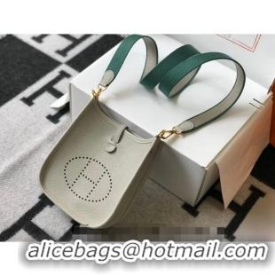 Best Quality Hermes Evelyne Mini Bag 18cm in Togo  Leather H1048 Pearl Grey/Gold 2023 (Half Handmade)