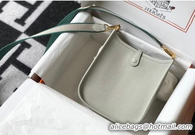 Best Quality Hermes Evelyne Mini Bag 18cm in Togo  Leather H1048 Pearl Grey/Gold 2023 (Half Handmade)