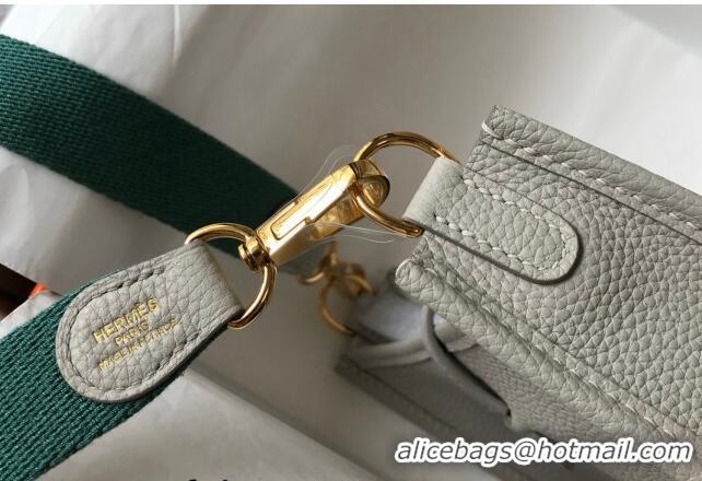 Best Quality Hermes Evelyne Mini Bag 18cm in Togo  Leather H1048 Pearl Grey/Gold 2023 (Half Handmade)