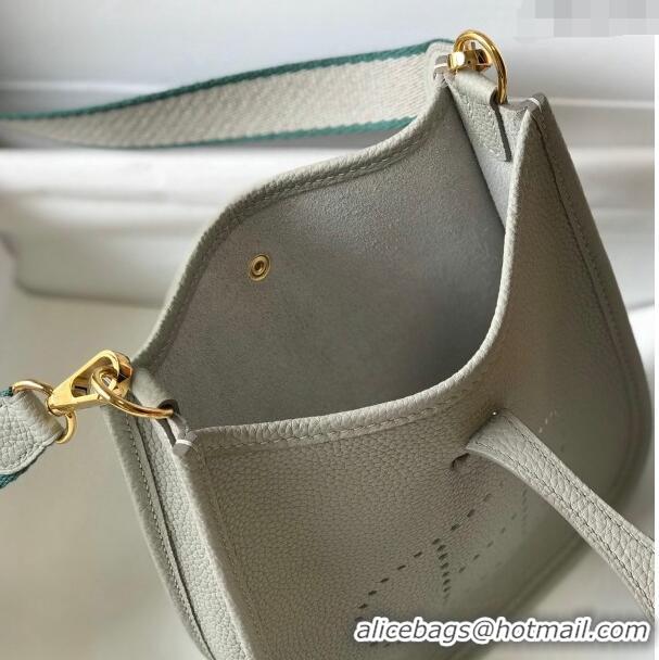 Best Quality Hermes Evelyne Mini Bag 18cm in Togo  Leather H1048 Pearl Grey/Gold 2023 (Half Handmade)