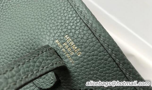 Most Popular Hermes Evelyne Mini Bag 18cm in Togo Leather H1048 Almond Green 2023 (Half Handmade)