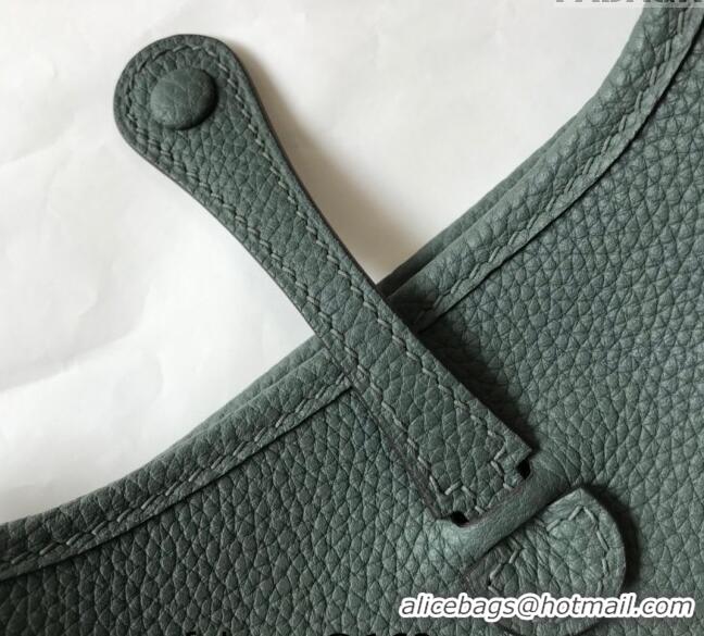 Most Popular Hermes Evelyne Mini Bag 18cm in Togo Leather H1048 Almond Green 2023 (Half Handmade)