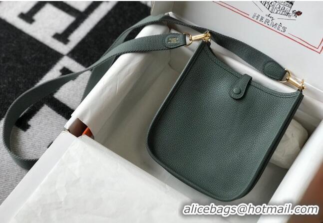 Most Popular Hermes Evelyne Mini Bag 18cm in Togo Leather H1048 Almond Green 2023 (Half Handmade)