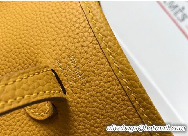 Luxurious Hermes Evelyne Mini Bag 18cm in Togo  Leather H1048 Amber Yellow 2023 (Half Handmade)