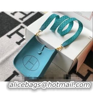 Good Looking Hermes Evelyne Mini Bag 18cm in Togo Leather H1048 North Blue 2023 (Half Handmade)