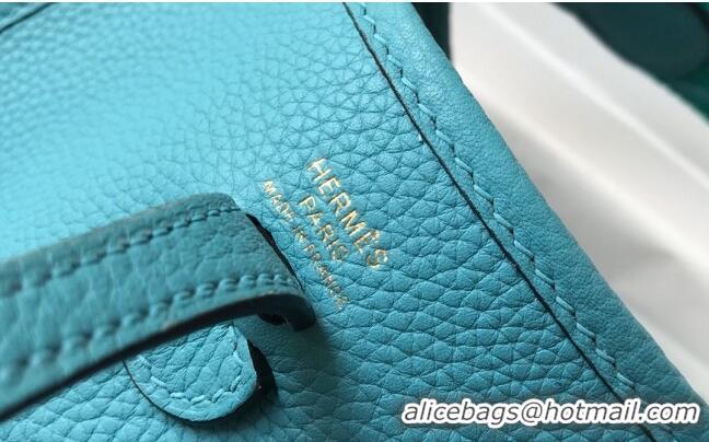 Good Looking Hermes Evelyne Mini Bag 18cm in Togo Leather H1048 North Blue 2023 (Half Handmade)