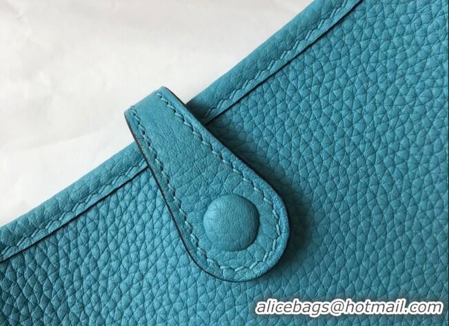 Good Looking Hermes Evelyne Mini Bag 18cm in Togo Leather H1048 North Blue 2023 (Half Handmade)