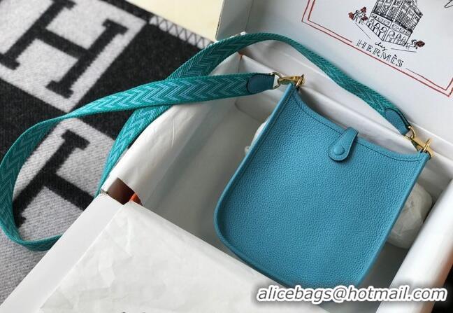 Good Looking Hermes Evelyne Mini Bag 18cm in Togo Leather H1048 North Blue 2023 (Half Handmade)