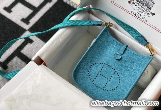 Good Looking Hermes Evelyne Mini Bag 18cm in Togo Leather H1048 North Blue 2023 (Half Handmade)