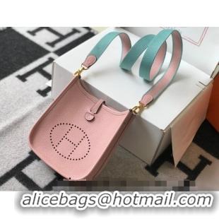 Best Quality Hermes Evelyne Mini Bag 18cm in Togo Leather H1048 3Q Pink 2023 (Half Handmade)