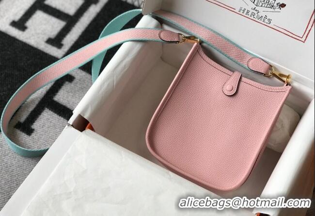 Best Quality Hermes Evelyne Mini Bag 18cm in Togo Leather H1048 3Q Pink 2023 (Half Handmade)