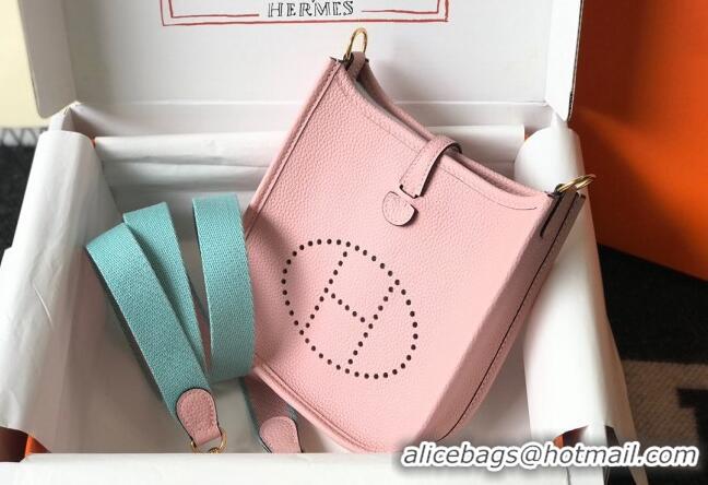 Best Quality Hermes Evelyne Mini Bag 18cm in Togo Leather H1048 3Q Pink 2023 (Half Handmade)