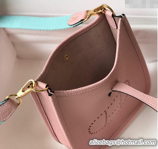 Best Quality Hermes Evelyne Mini Bag 18cm in Togo Leather H1048 3Q Pink 2023 (Half Handmade)